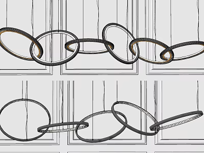 Modern Minimalist Circular Linked Ring Chandelier Design With Sleek Metal Finish 3d model
