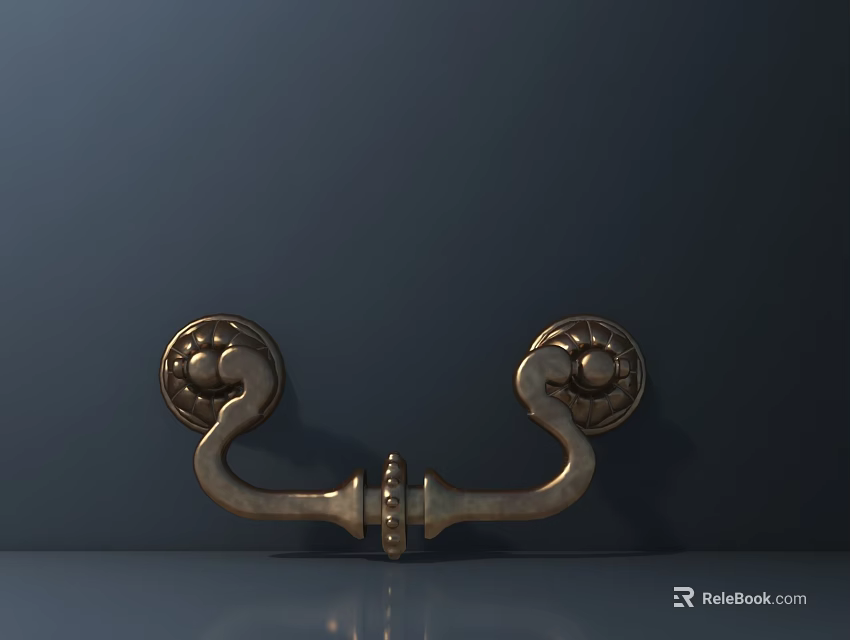 Elegant Decorative Brass Cabinet Handle With Vintage Ornate Design Details 3d model 