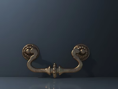 Elegant Decorative Brass Cabinet Handle With Vintage Ornate Design Details 3d model