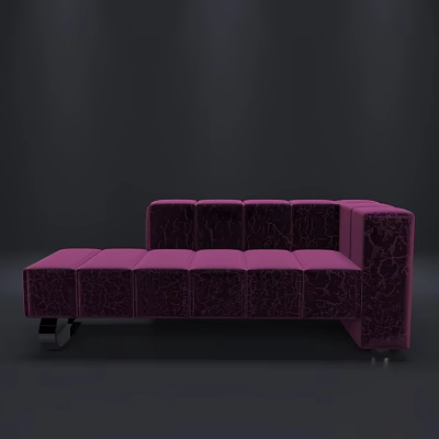 Stylish Purple Velvet Chaise Lounge With Modern Design And Comfortable Cushioned Seats 3d model