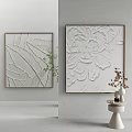 Textured Framed Wall Art With Leaf And Floral Patterns And Decorative Plants 3d model