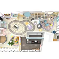 Colorful Indoor Playground Layout With Slides Swings Soft Mats And Toy Shelves