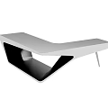 Modern Office Desk With Sleek Geometric Design And Unique Tabletop Structure 3d model