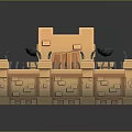 3D Medieval Castle Building With Fortified Walls Watchtowers And Decorative Spikes