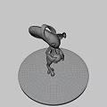 White Game Character With Long Ears Holding Purple Orb On Circular Black White Red Base
