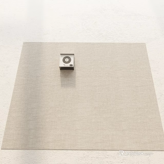 Light Beige Square Rug With Textured Surface And Small Metal Accessory 3d model