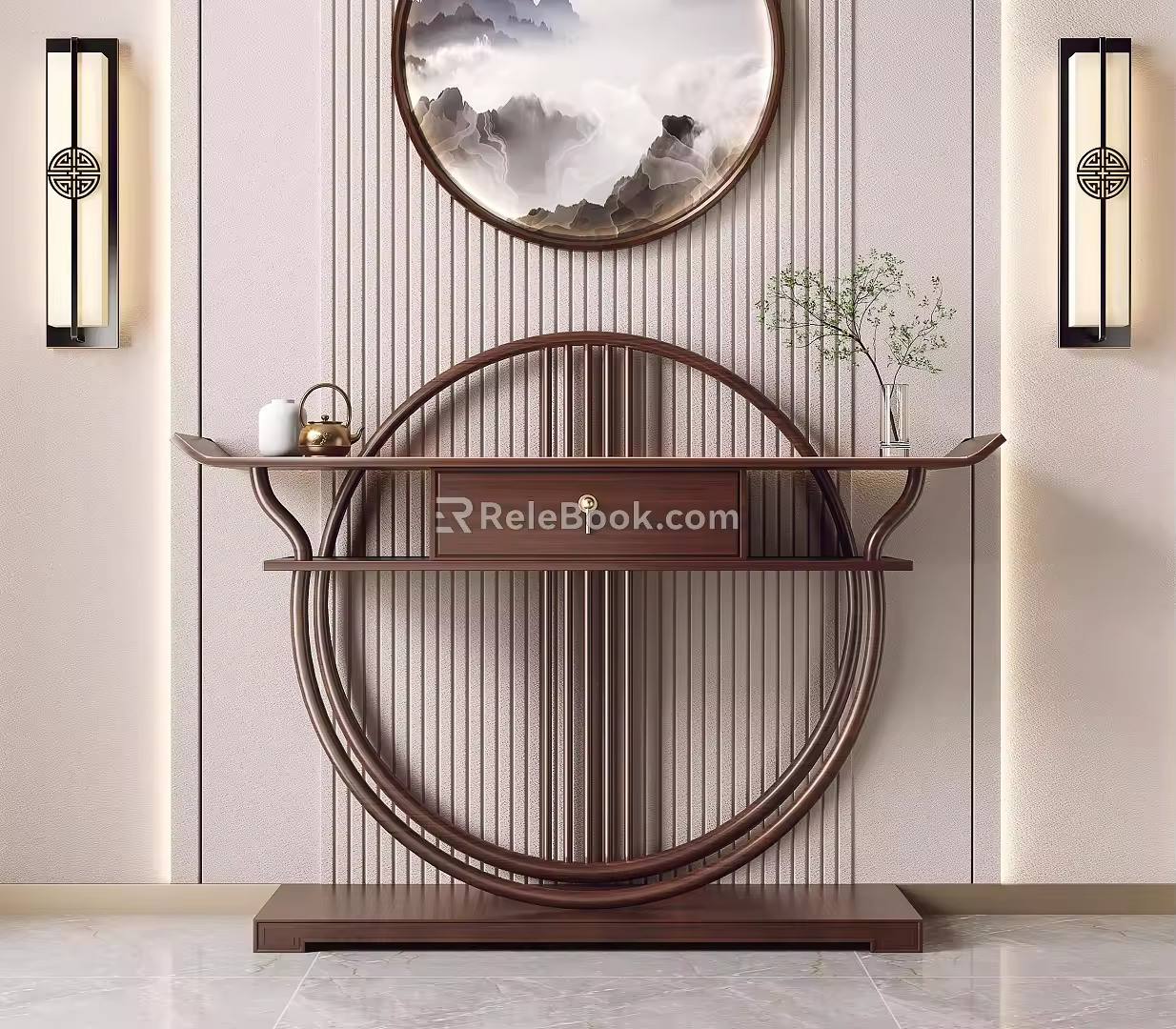 New Chinese Style Entrance Desk End View Desk 3d model