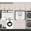 Sleek Modern Bathroom Cabinet Rack With Washing Machine Dryer Mirror And Sink