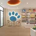 Modern Retail Store Interior With Well Arranged Shelves Various Products Front Counter And Seating Chairs