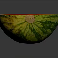 Cut Open Fresh Watermelon with Red Juicy Flesh Green Rind and Black Seeds