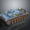 Military Armored Tank With Heavy Tracked Wheels And Front Main Cannon
