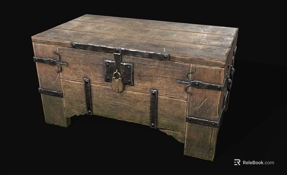 Vintage Wooden Chest With Metal Locks Hinges And Textured Wooden Structure Design 3d model 