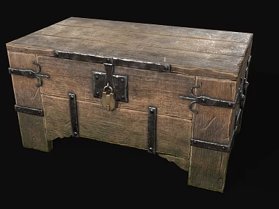 Vintage Wooden Chest With Metal Locks Hinges And Textured Wooden Structure Design 3d model