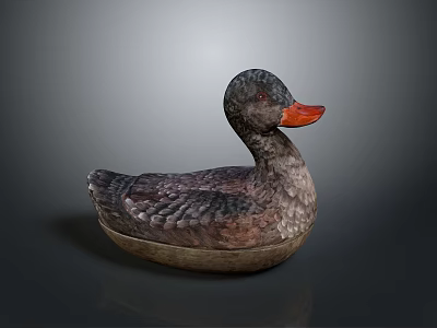 Decorative Duck Figurine With Textured Feathers And Orange Beak For Home Decor 3d model