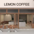 Lemon Coffee Cafe Exterior With Wooden Facade Outdoor Seating And Warm Ambiance