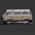 Snow Covered Old Van With Snow Accumulation On Black Background