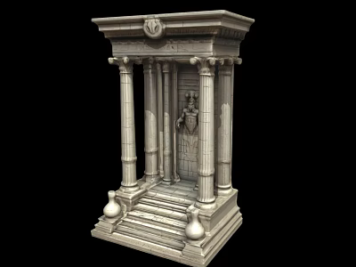 Ancient Architecture Structure With Columns Statue Steps And Intricate Carved Details 3d model