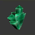 Vibrant Green Geometric Crystal Cluster With Faceted Surfaces And Reflection On Dark Background
