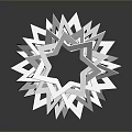 White Geometric 3D Origami Art Structure With Black Background And Reflection
