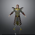 Man in Ornate Gold Red and Silver Armor with Decorative Shoulder Accents