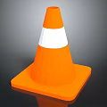 Orange Traffic Cone With White Stripes And Square Base Structure