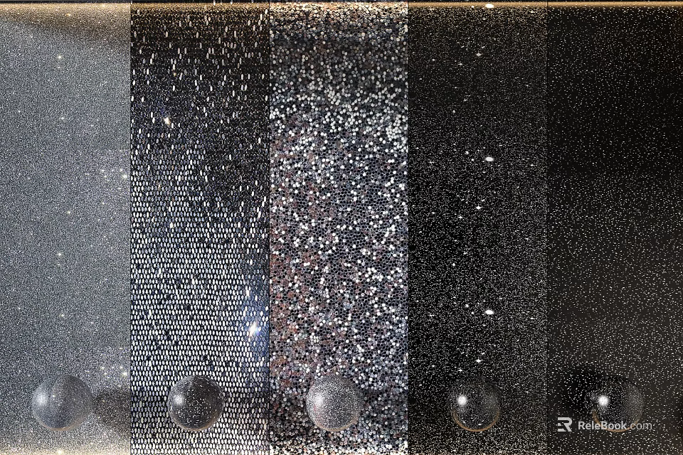 Different Texture Background Wall Material Samples With Metal Mesh Granular And Glittery Finishes 3d model 