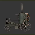 Early Vintage Steam Car Model With Large Wheels Boiler And Chimney