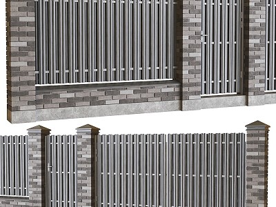 Modern partition fence brick European picket gate 3d model