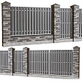 Modern partition fence brick European picket gate 3d model