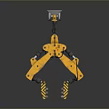 Yellow Industrial Mechanical Gripper With Multiple Arms Claw Structure And Top Flat Plate 3d model