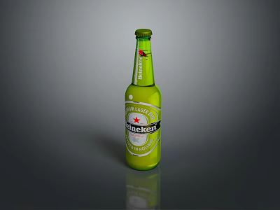 Heineken Lager Beer in Green Bottle with Classic Label and Refreshing Taste 3d model