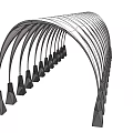 Garden Landscape Arched Structure With Multiple Curved Supports And Base Design 3d model