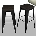 Modern Bar Stools With Black Metal Frame And Dark Comfortable Seat