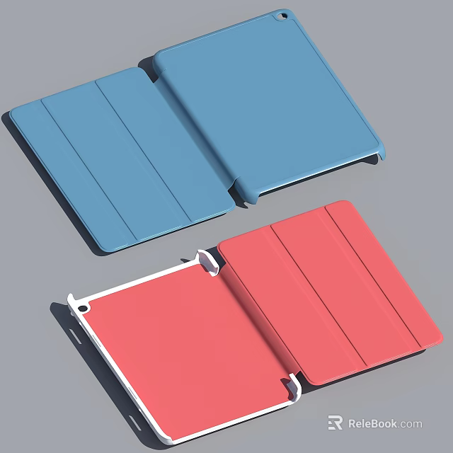Foldable Tablet Cases In Blue And Red With Protective Cover Design 3d model