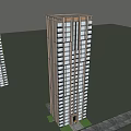 Modern Tall Residential Towers With Glass Facades Golden Accents And Green Trees