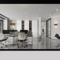 Modern Public Office Space Interior With Open Layout Desks Chairs And Storage Cabinets 3d model