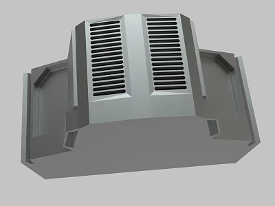 3D Rendered Gray Mechanical Component With Dual Vertical Grilles And Geometric Edges 3d model