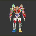 Red And White Humanoid Robot Character With Detailed Mechanical Armor Standing Pose 3d model