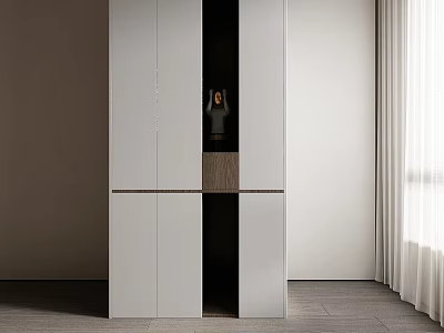 Modern White Wardrobe With Open Compartment And Display In Bright Room With Wooden Floor 3d model