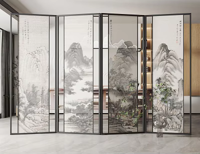 New Chinese Screen Screen Partition 3d model