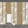 Modern Elevator Hallway With Marble Walls Gold Doors And Accent Lighting 3d model