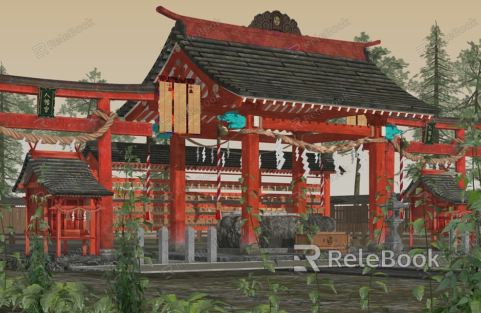 Japanese-style blessing water well pavilion porch ancient building pavilion model