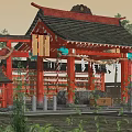 Japanese-style blessing water well pavilion porch ancient building pavilion 3d model