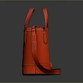 Red Barrel Shaped Leather Bag With Top Handles And Adjustable Shoulder Strap 3d model