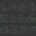 Traditional Chinese Zodiac Red Paper Cut Artwork With Twelve Animal Figures