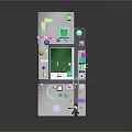 Colorful Modern Buildings In Diverse Shapes Different Heights With Green Central Urban Scene