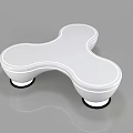 White Cross Shaped Display Shelf with Smooth Surface and Rolling Wheels 3d model
