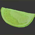 Fresh Green Lime Slice With Juicy Pulp And Visible Seeds On Dark Background