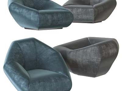 Contemporary Accent Chair Design With Teal Gray Velvet Upholstery And Curved Silhouette 3d model