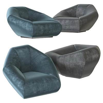 Contemporary Accent Chair Design With Teal Gray Velvet Upholstery And Curved Silhouette 3d model